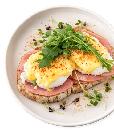Eggs benedict breakfast Knysna L'Opera